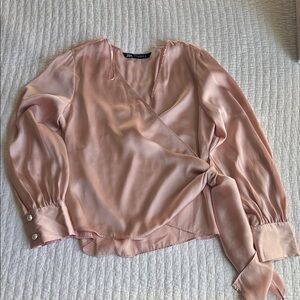 Zara Women's Blush Satin Blouse